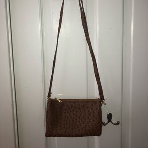 Faux Ostrich Crossbody Bag